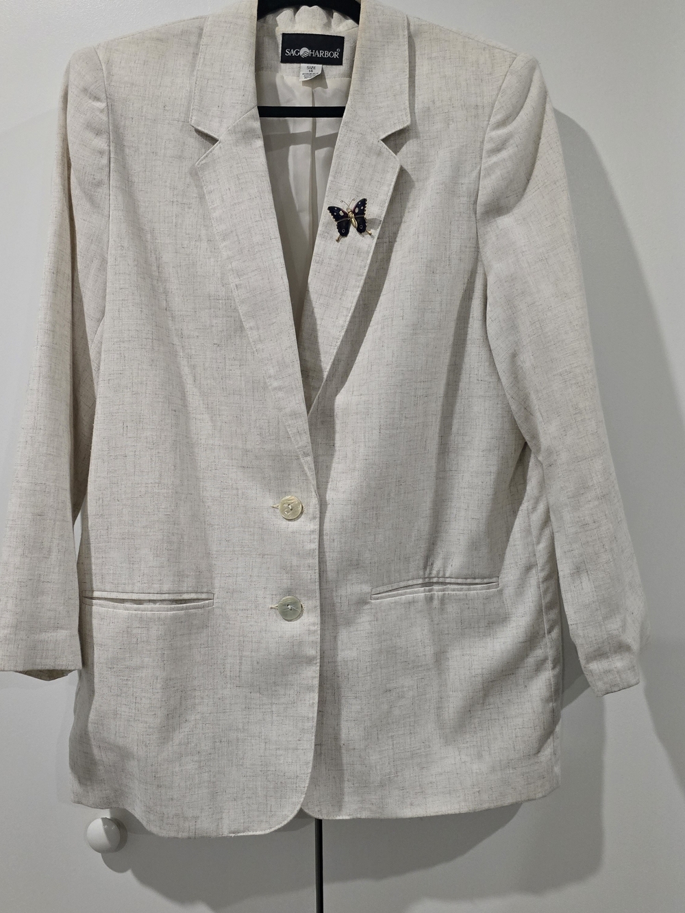 Sag Harbor Women's Cream Linen-Blend Blazer